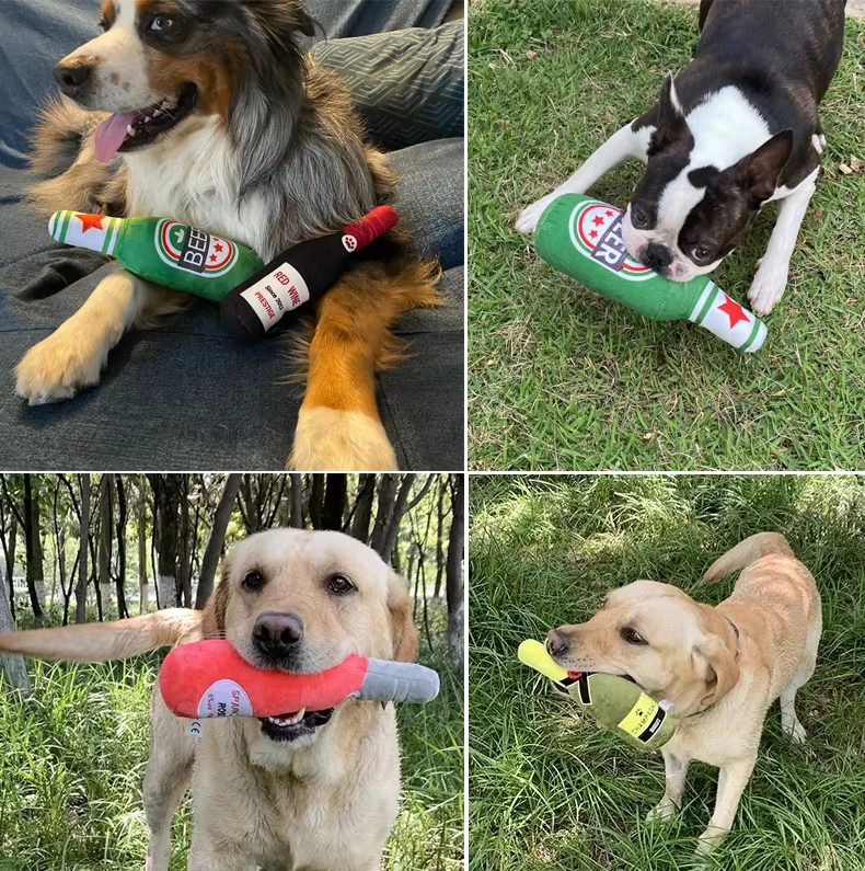 Plüsch-Flaschen Hundespielzeug – Lustiges Beißspielzeug In Getränke-design