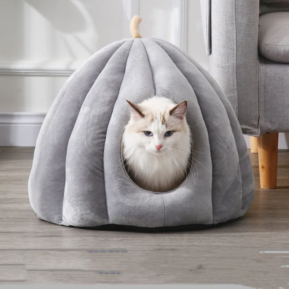 Kuschelige Katzenhöhle In Fruchtform – Weiches Haustierbett für Katzen und Kleine Hunde