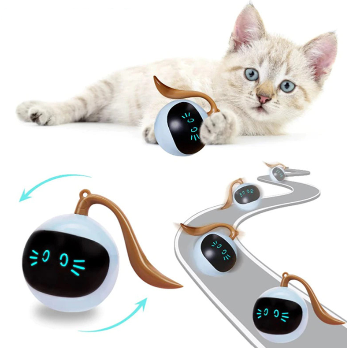Interaktives Katzen-Spielzeug mit LED-Lichtern – Kugelförmiges Spielzeug für Katzen
