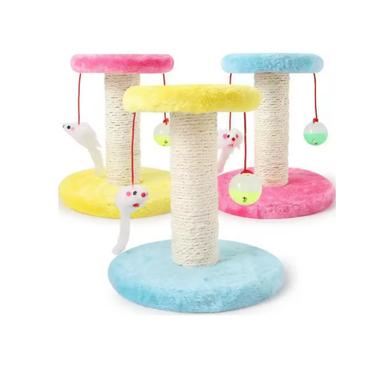 Katzenkratzbaum mit Spielzeug – Kratzsäule mit interaktivem Ball und Maus