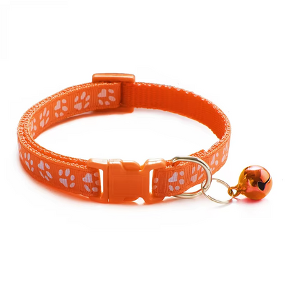 Sicheres Katzenhalsband Mit Glocke – Verstellbares Halsband Mit Pfotenmuster Schnellverschluss