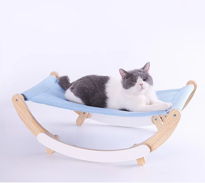 Hängendes Katzenbett Aus Holz – Bequeme Katzenhängematte Modernes Design Grau