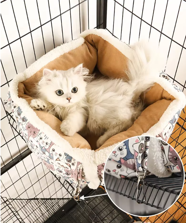 Katzenschlafkorb mit Süßem Katzenmuster – Weiches und Gemütliches Körbchen für Katzen