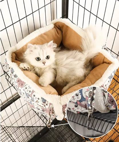 Katzenschlafkorb mit Süßem Katzenmuster – Weiches und Gemütliches Körbchen für Katzen