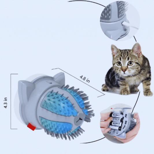 Elektrische Selbstmassage-Bürste für Katzen mit Catnip-Fach und Dual-Stromversorgung