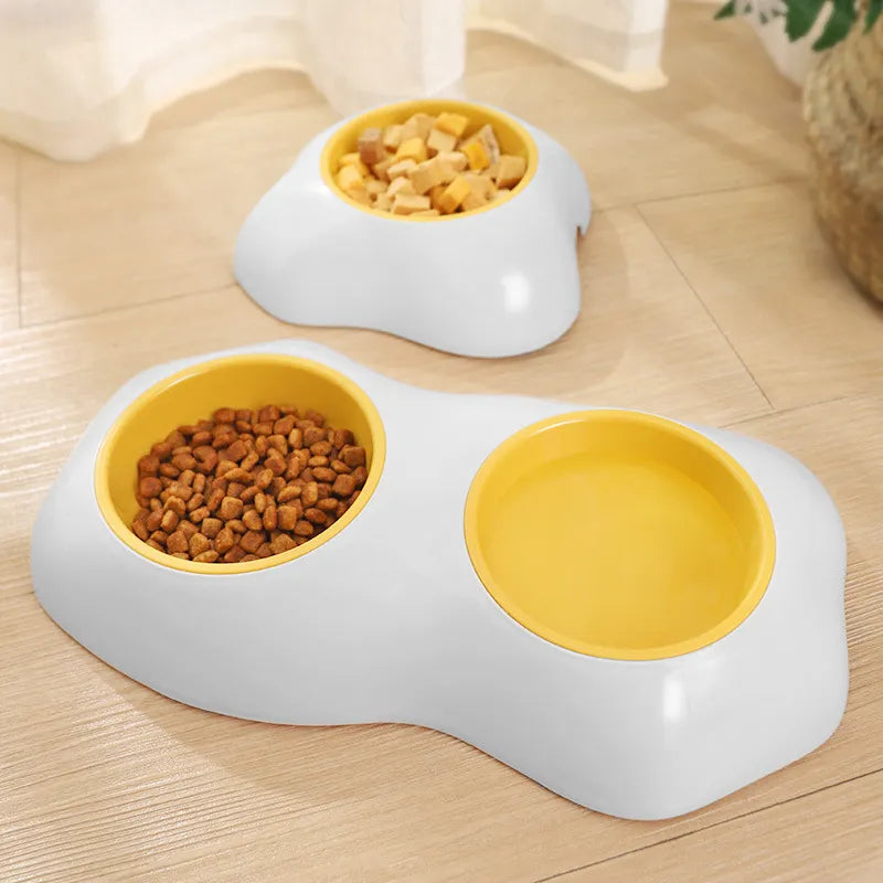 Hundenapf und Futternapf Set für Haustiere – Rutschfestes Doppelnapf Design mit Gelb