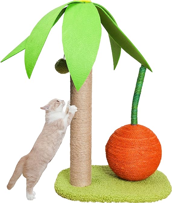 Katzen Palmen Sisal Kratzbaum mit Orange