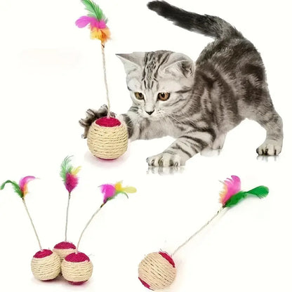 Interaktiver Katzenball mit Feder Und Sisal-Seil