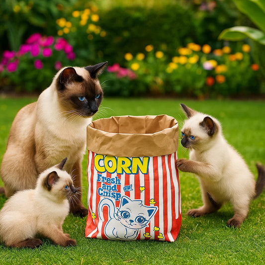 Katzen Schlaf & Spiel Karton Popcorn Tüte