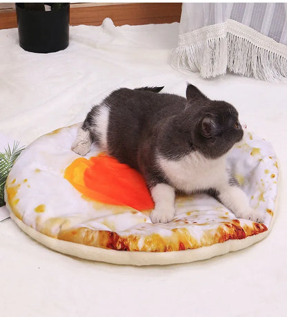 Pizza-Kuschelkissen für Katzen und Kleine Hunde – Weiche Schlafunterlage mit Realistischem Pizzamotiv