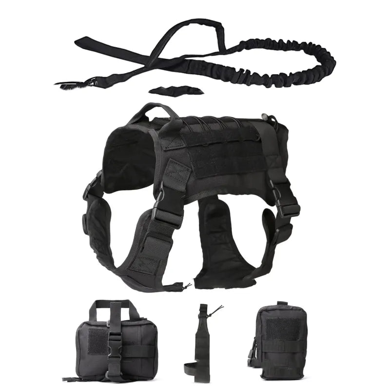 Taktisches Hunde Geschirr mit Taschen und Leine für Training und Outdoor-Einsätze