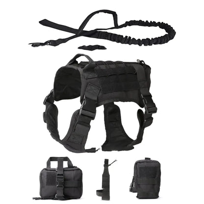 Taktisches Hunde Geschirr mit Taschen und Leine für Training und Outdoor-Einsätze