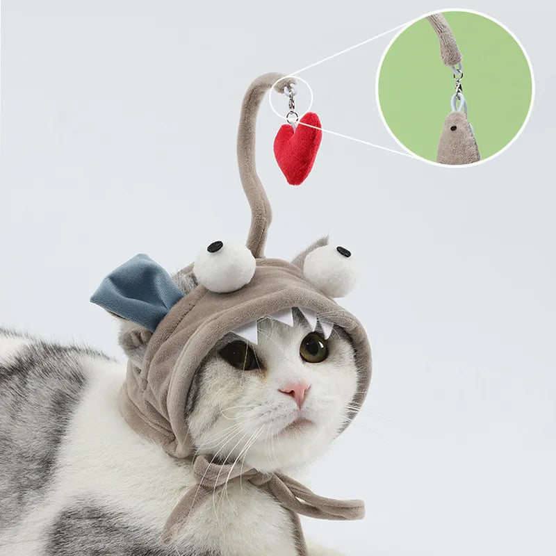 Katzenhut Mit Anhänger – Lustiges Tierkostüm für Katzen Mit Spielzeug