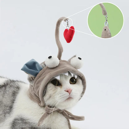 Katzenhut Mit Anhänger – Lustiges Tierkostüm für Katzen Mit Spielzeug