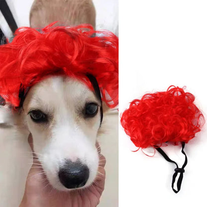 Lustige Perücke für Hunde und Katzen mit Zöpfen und Schleifen – Tierkostüm für Fotos und Partys