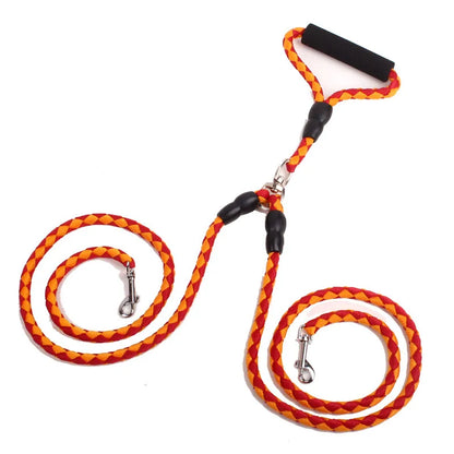Hundeleine Aus Nylon – Robuste Doppelleine für Hunde im Set mit Handgriff
