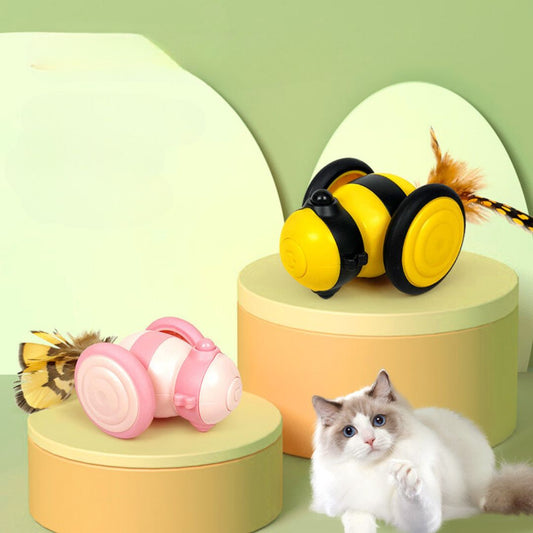 Interaktives Bienen Katzen Spielzeug mit Federn