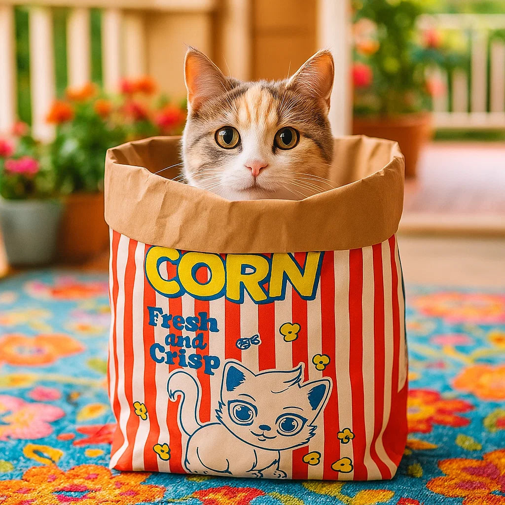 Katzen Schlaf & Spiel Karton Popcorn Tüte