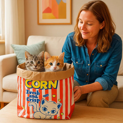 Katzen Schlaf & Spiel Karton Popcorn Tüte