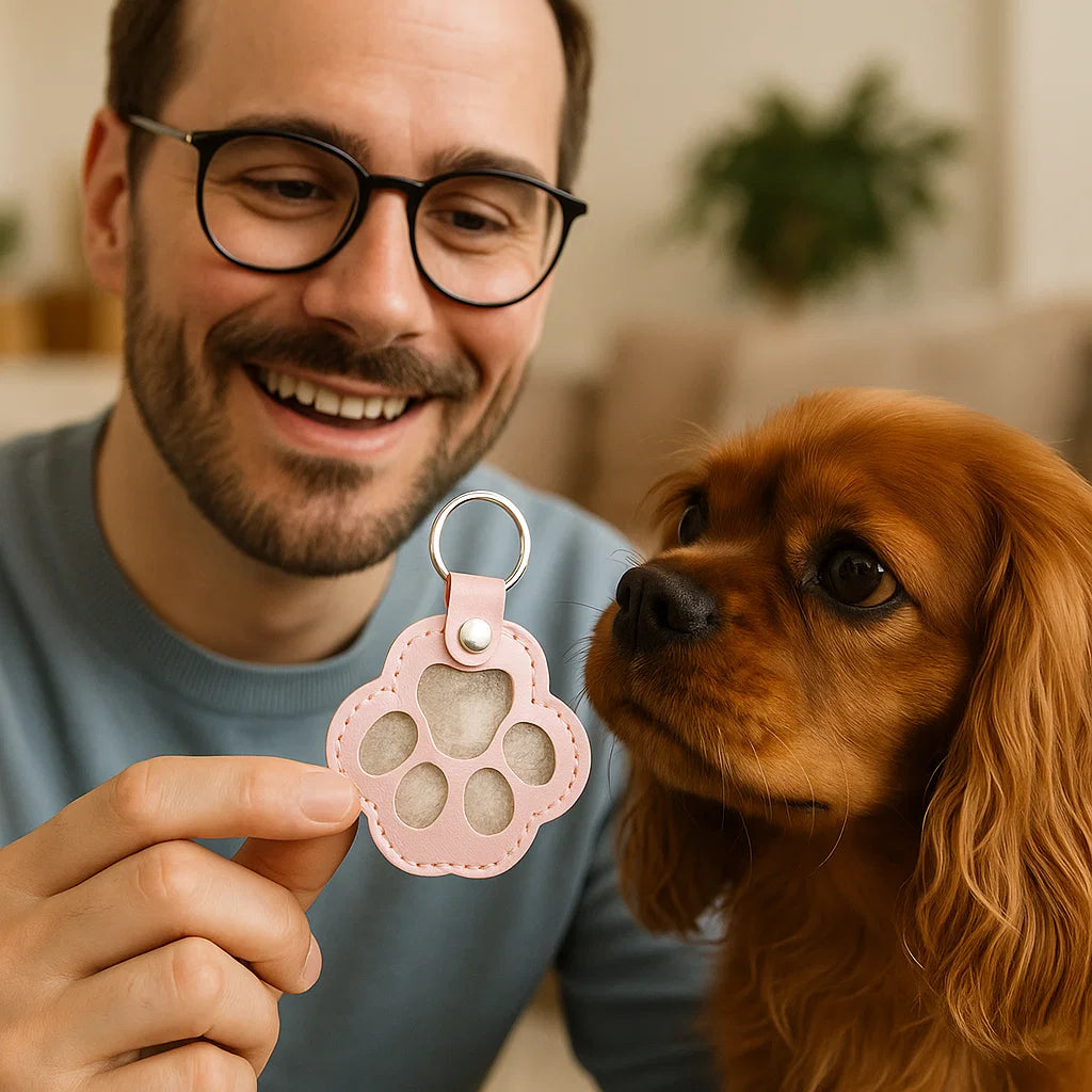 Gedenk-Schlüsselanhänger aus Leder zur Aufbewahrung von Tierhaaren