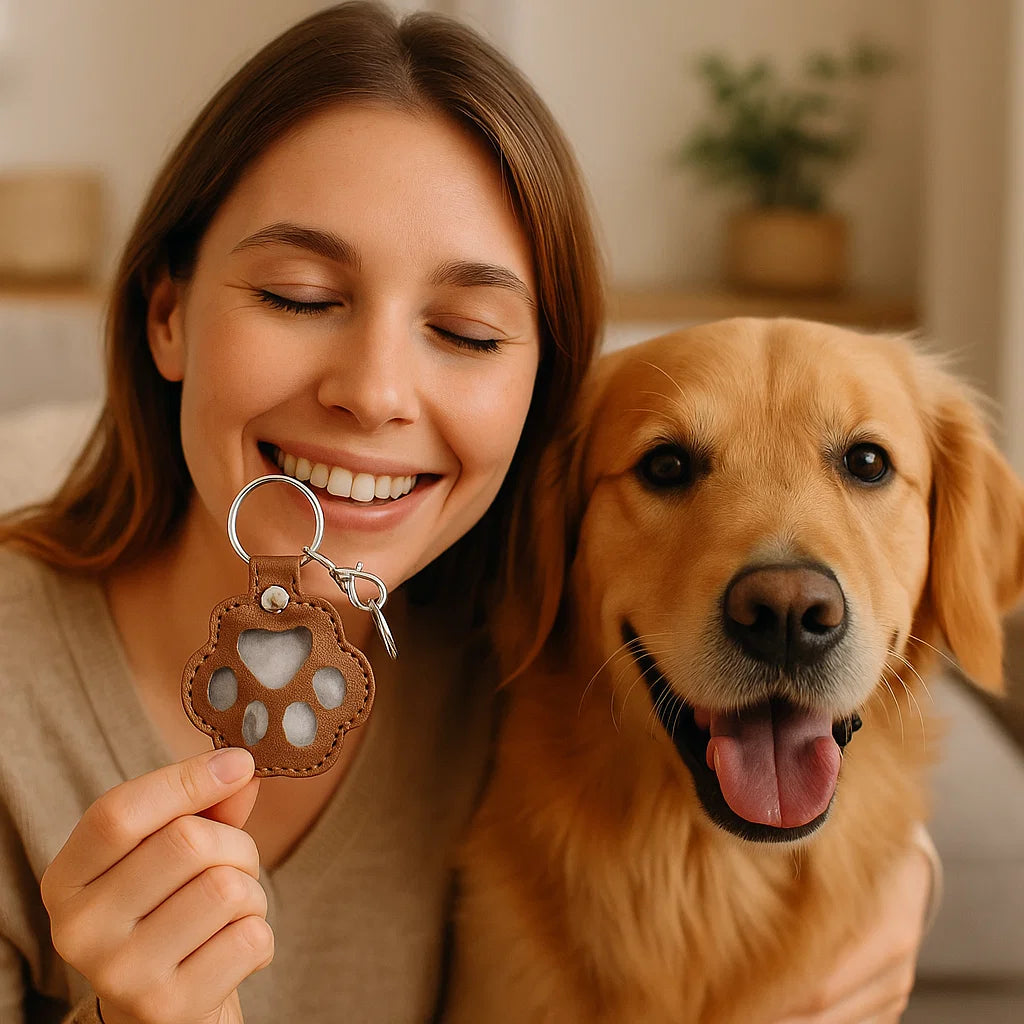 Gedenk-Schlüsselanhänger aus Leder zur Aufbewahrung von Tierhaaren