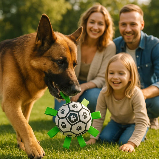 Robuster Hundespielball mit Zuggriffen