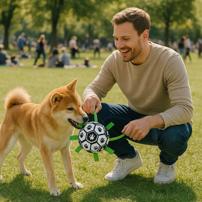 Robuster Hundespielball mit Zuggriffen
