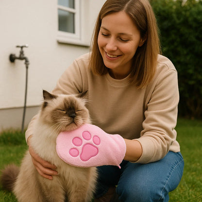 Tierpflege-Microfaserhandschuh – Trockenbadetuch & Fellreinigung für Katzen