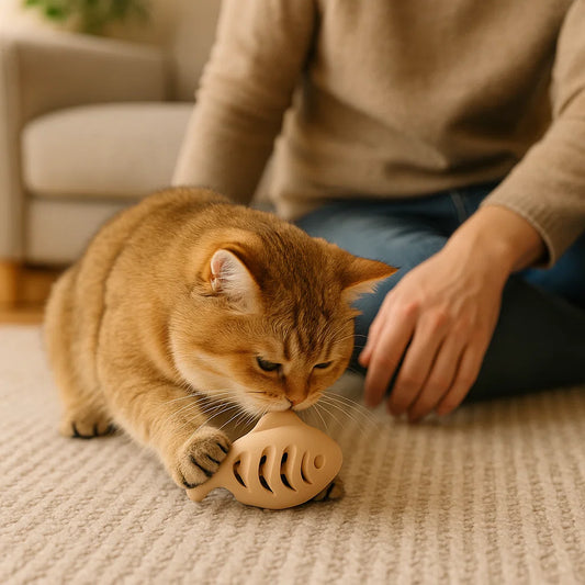 Zahnreinigender Kau- & Knabber Fisch – Interaktiver Snackspender aus Silikon für Katzen