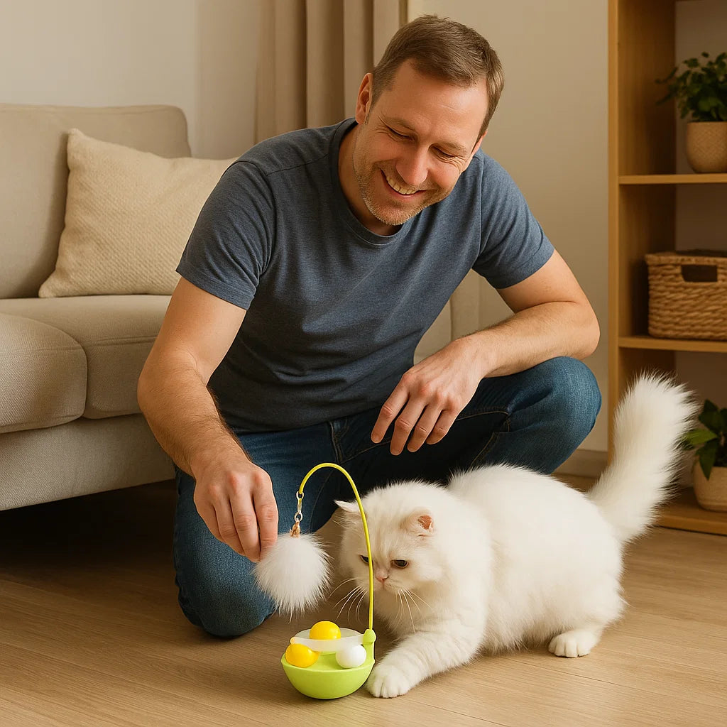 Wackelndes Feder und Minze Ball Spielstation für Katzen