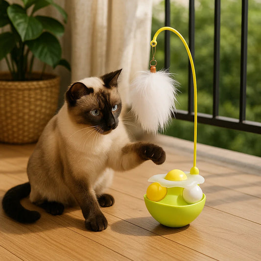 Wackelndes Feder und Minze Ball Spielstation für Katzen