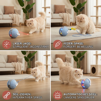 3in1 Interaktiver Katzen Laser Spielball mit Federschwanz