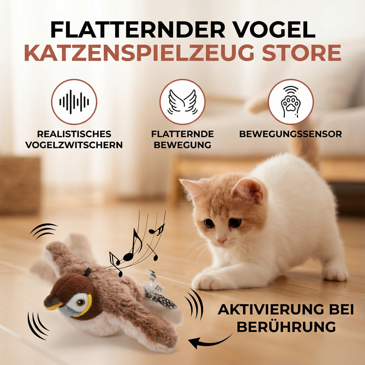 Flatternder Vogel Katzenspielzeug