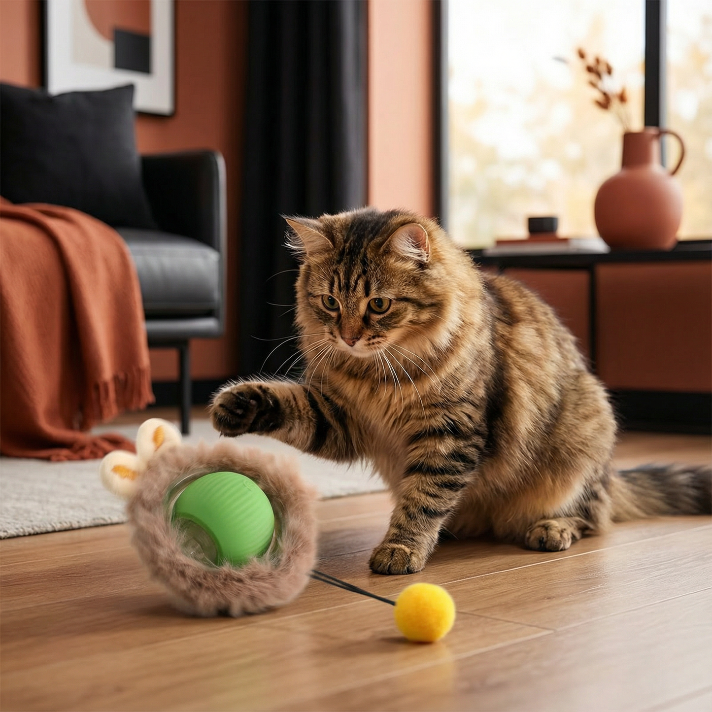Interaktiver Spielball mit Fell für Katzen