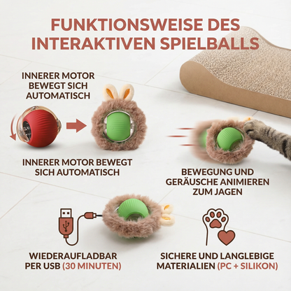 Interaktiver Spielball mit Fell für Katzen