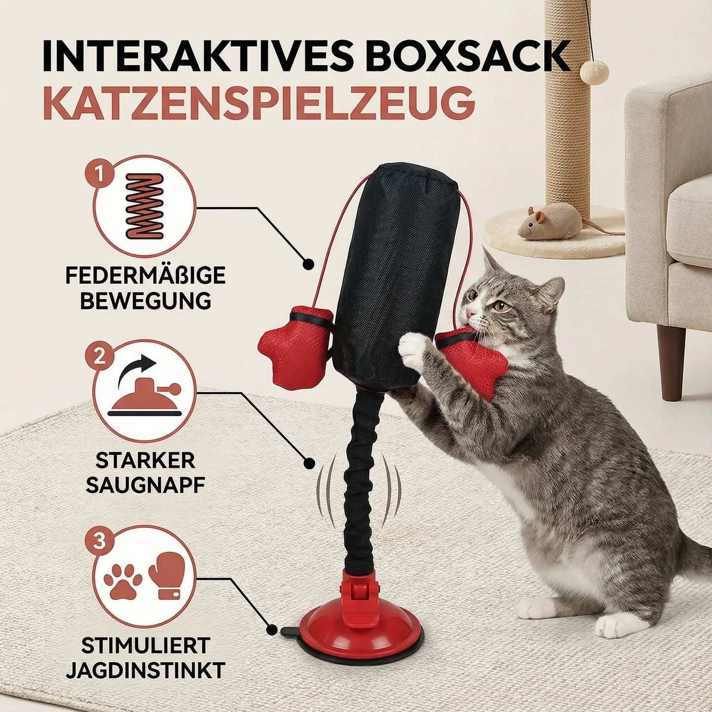 Interaktives Boxsack Katzen Spielzeug