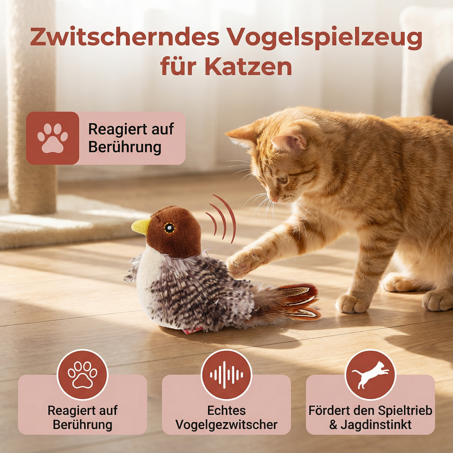 Zwitscherndes Vogelspielzeug für Katzen