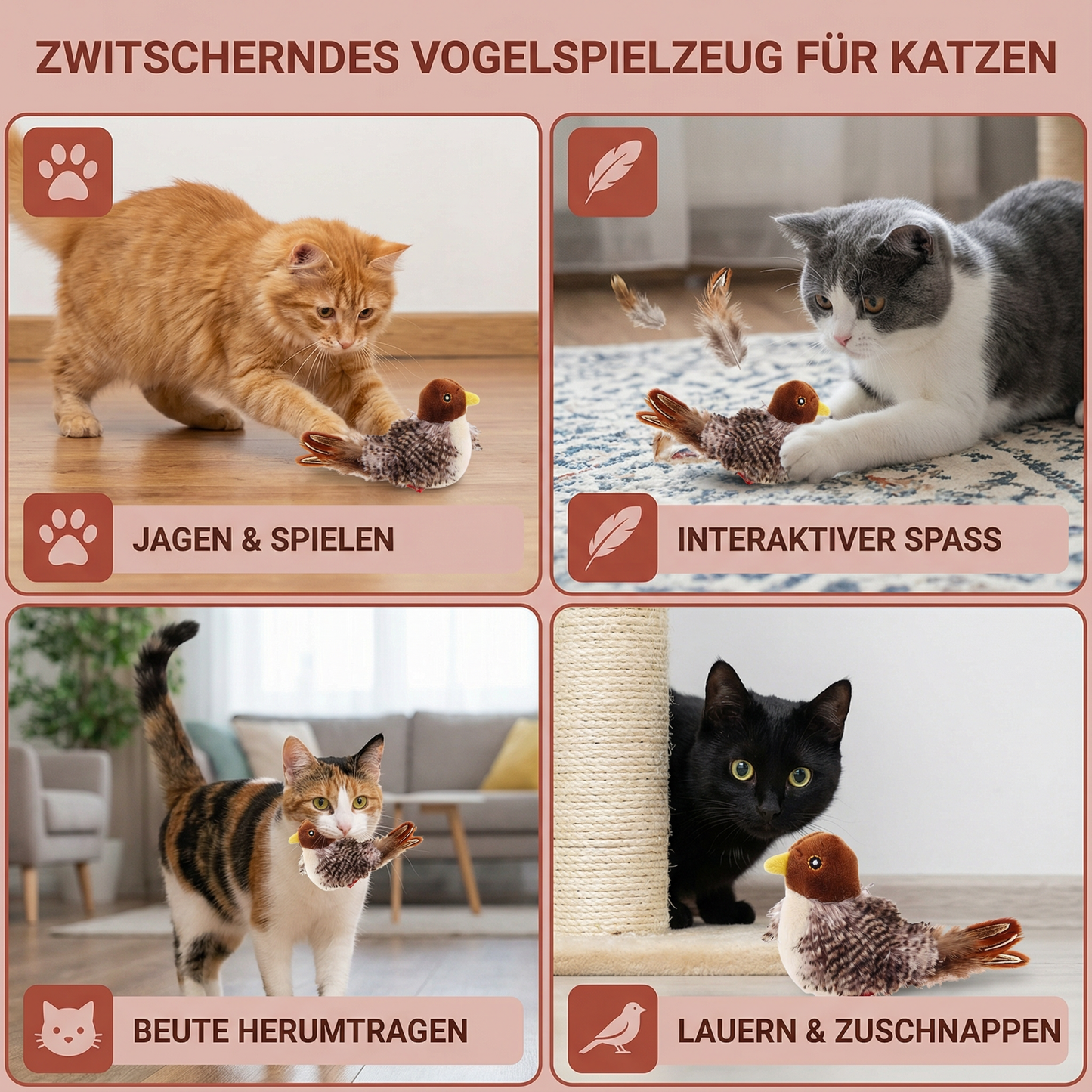 Zwitscherndes Vogelspielzeug für Katzen