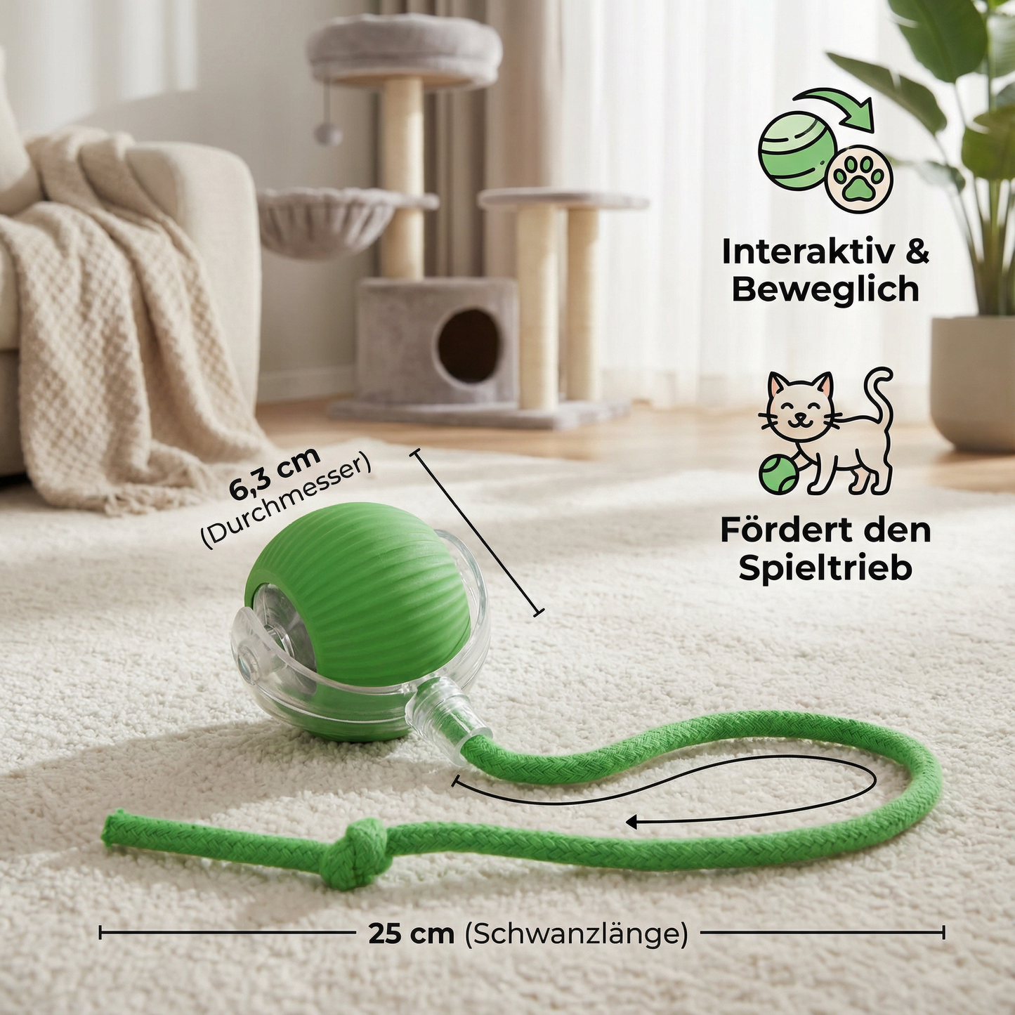 Interaktiver Spielball mit Schwanz für Katzen