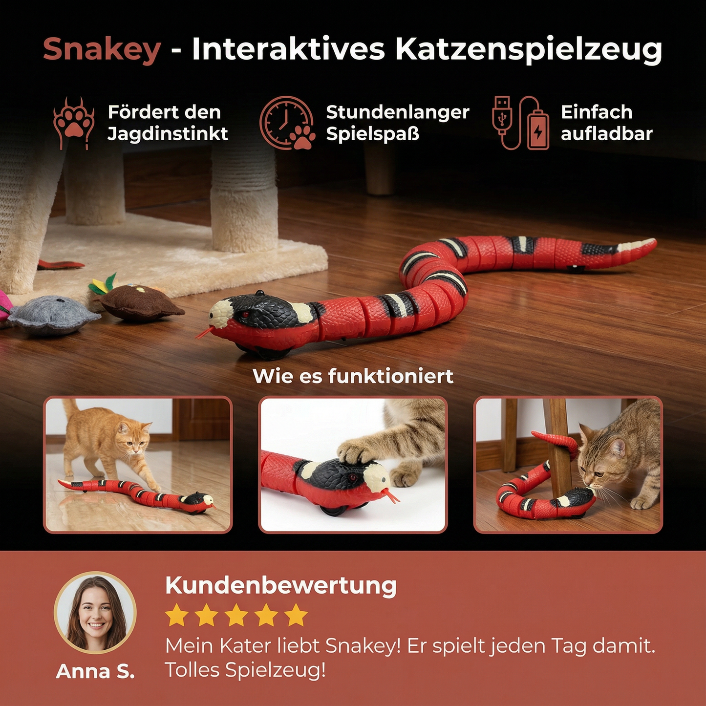 Snakey - Interaktives Katzenspielzeug