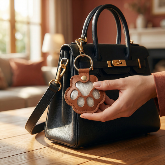 Gedenk-Schlüsselanhänger aus Leder zur Aufbewahrung von Tierhaaren