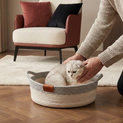 Handgewebtes Baumwollseil-Katzenbett