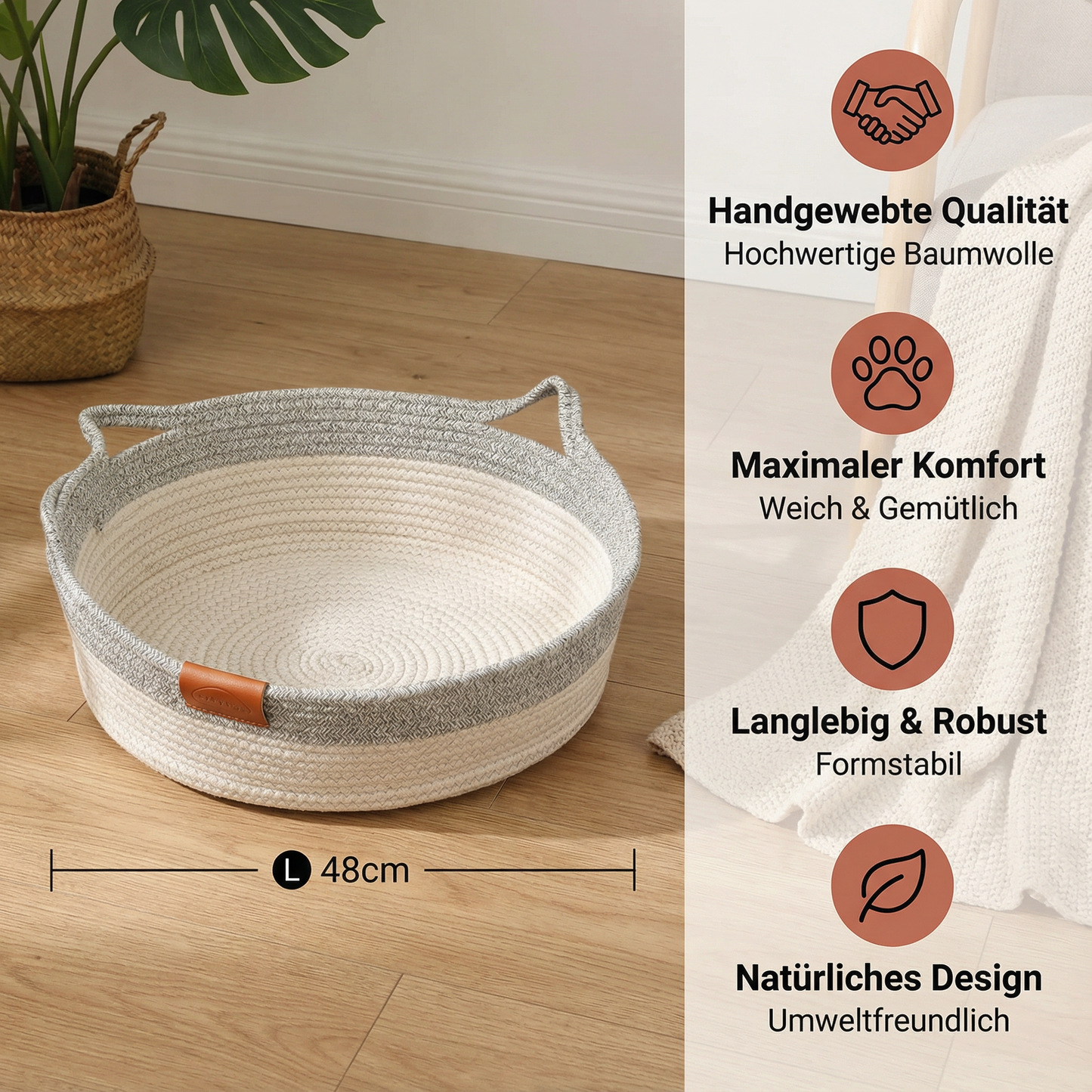 Handgewebtes Baumwollseil-Katzenbett