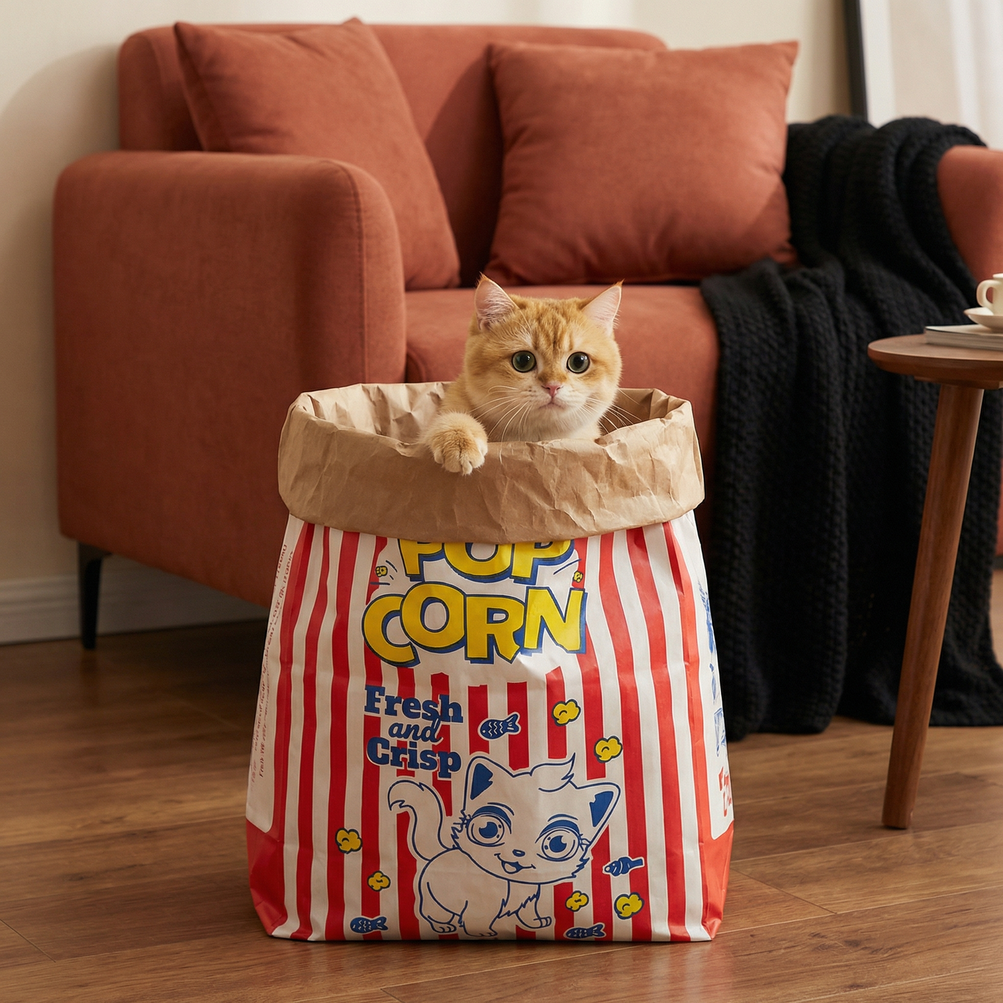 Katzen Schlaf & Spiel Karton Popcorn Tüte