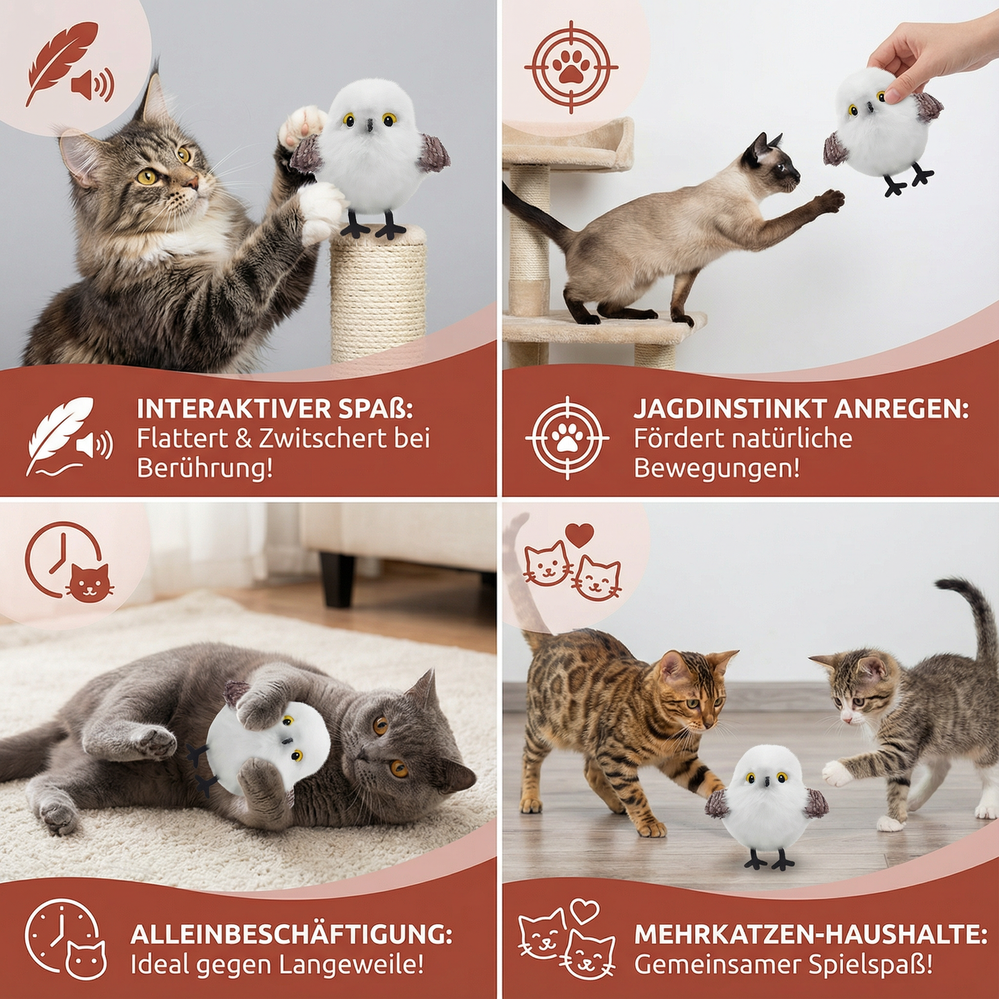 Flatterndes und Zwitscherndes Vogel Katzenspielzeug