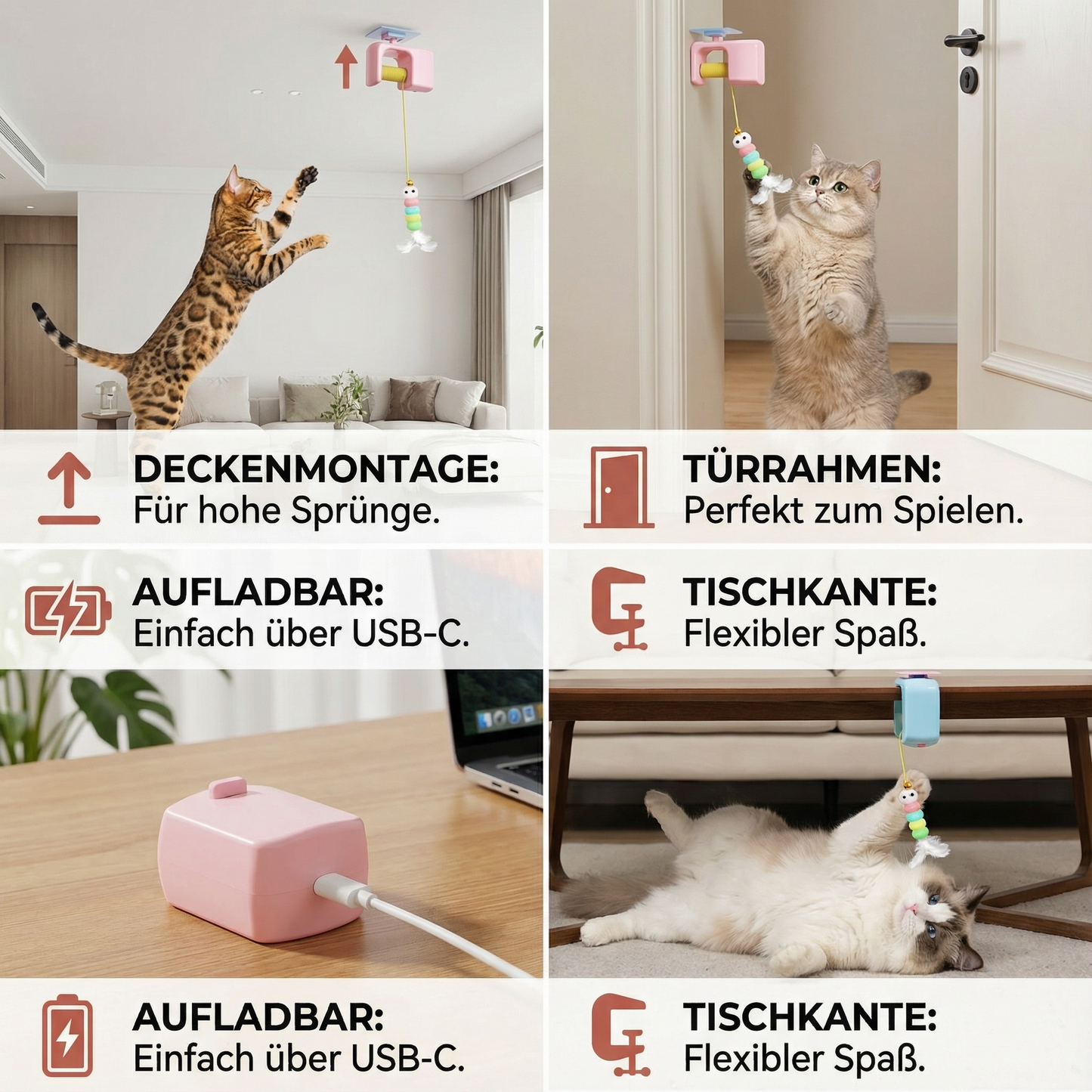 Interaktives Tür Yo-Yo Katzenspiel mit Selbstspiel-Funktion