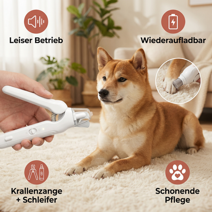 2in1 Lautloses Krallenzwick und -schleifgerät für Hunde – Leise, Wiederaufladbar & Schonend